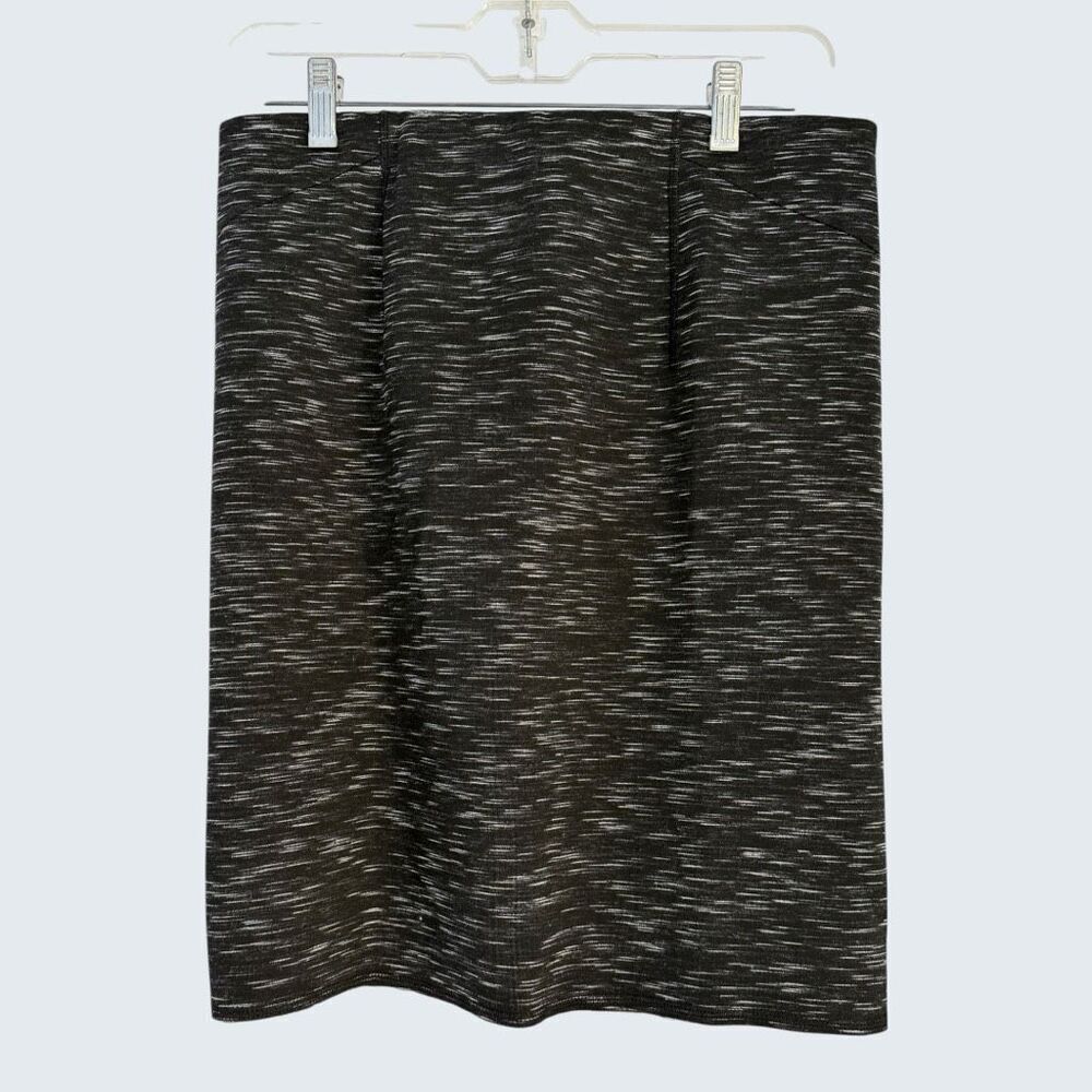 Ann Taylor Petite 8P Black White Space Dye Stretch Knit Pencil Skirt